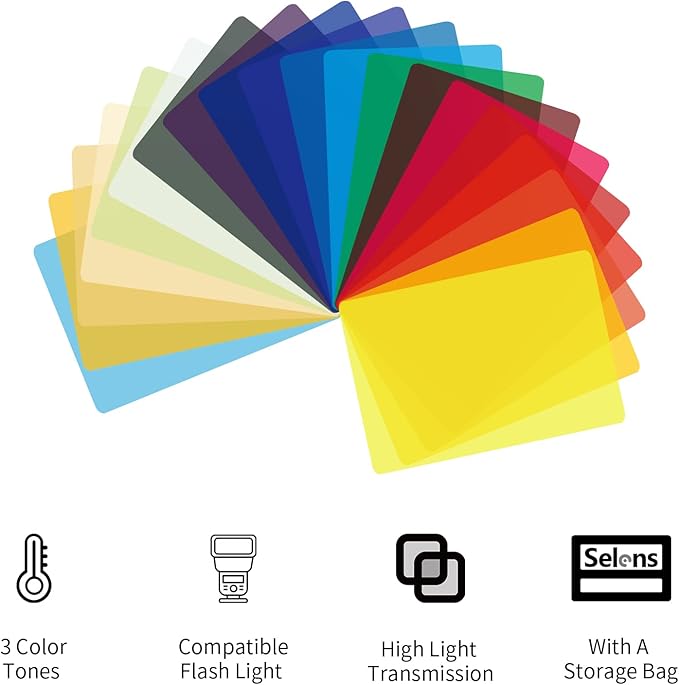 Selens 20 Pieces Universal Gels Lighting Filter Kit