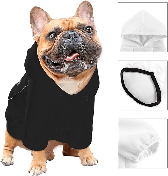 Dog Clothes, Custom Dog Hooded Sweatshirt, Personalized Pet Costume Robe Shirt with Text/Image/Club Name/Pet Shop Logo for Small Medium Large Dogs and Cats, Black, XS