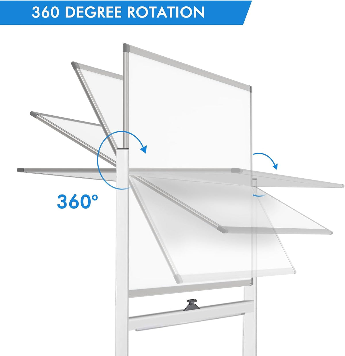 Maxtek Rolling White Board on Wheels 48x32 in, Double-Sided Magnetic Stand