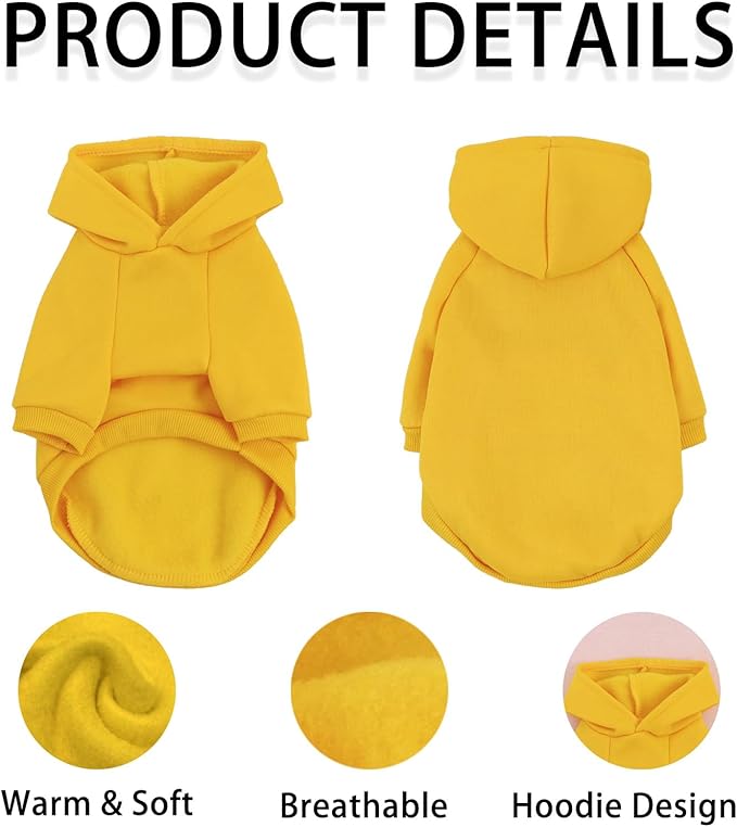 Custom Dog Hoodie, Personalized Sweatshirt with Photo Text Name Logo, Customized Hooded Sweater for Small Medium Large Dogs & Cats (Yellow, X-Large)
