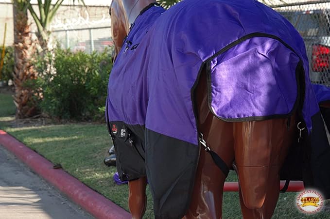 HILASON 1200D Winter Waterproof Poly Horse Turnout Blanket Belly Wrap Purple | 81 in