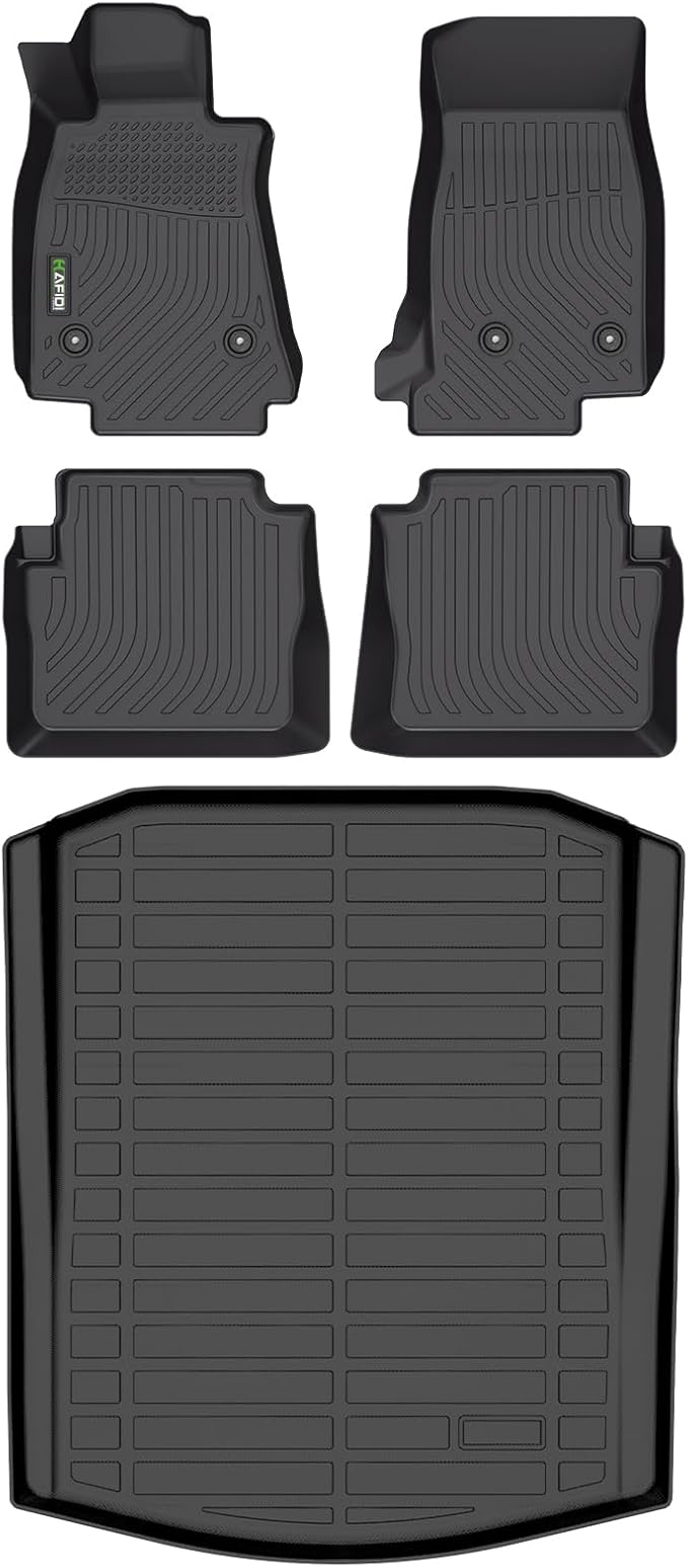 Floor Mats & Cargo Liner Custom for Cadillac CT5 2020-2025 All Weather Protection TPE Heavy Duty Non-Slip Automotive Floor Liners Fits Full Set Accessories, Black