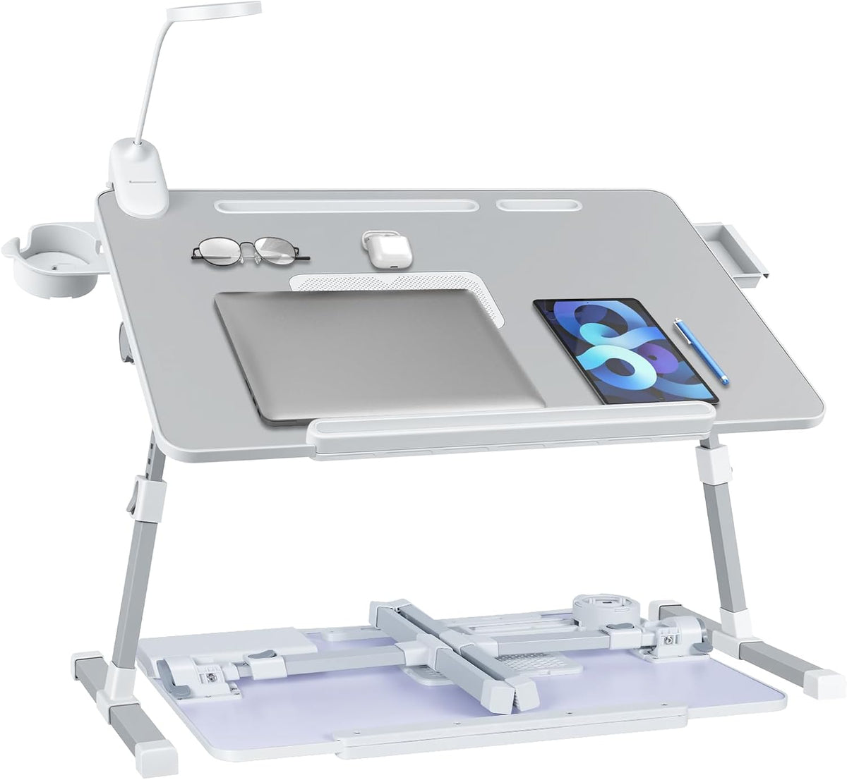 iXTRA Adjustable Laptop Lap Desk with Cooling Fan USB Light for Adults