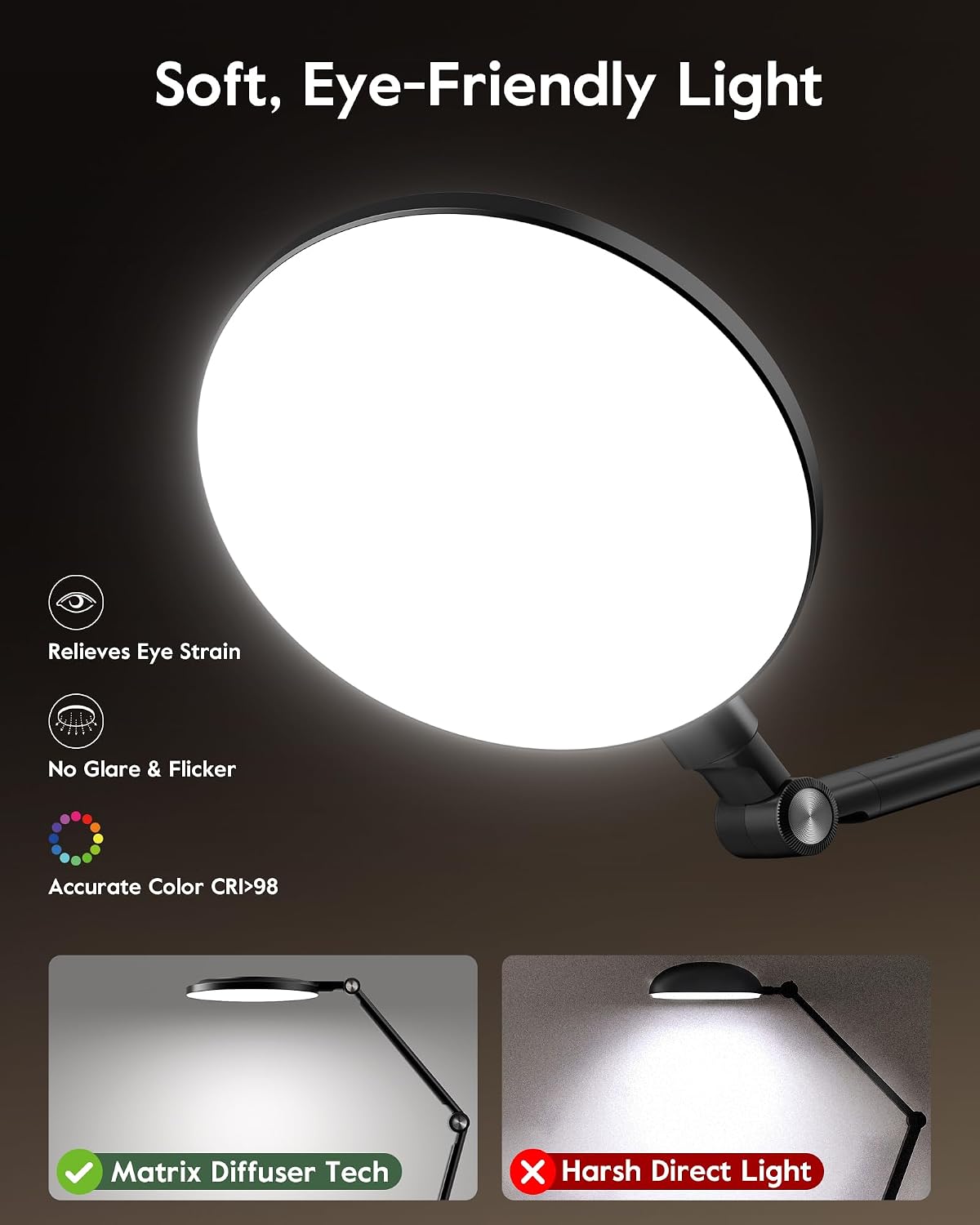 LitONES Desk Lamp for Home Office, Professional Video Call Light, CRI>98