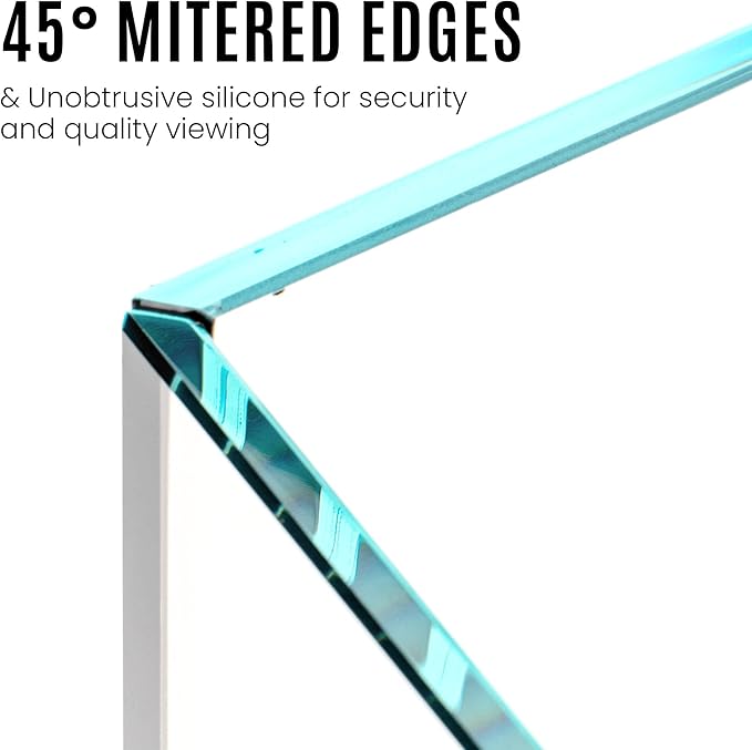 Ultum Nature Systems Ultra Clear Rimless Aquarium - Low Iron Glass Fish Tank with 45° Mitered Edges, 5mm-12mm Thick, Leveling Mat Included (16T, Tall, 1.6 Gallon)