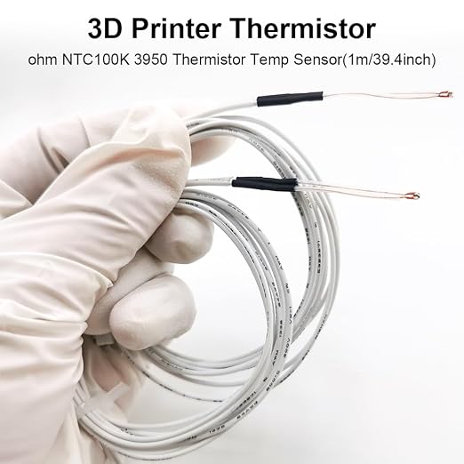 4Pcs Ender 3 Thermistor 1m/39.4Inches, 3D Printer ohm NTC 100K 3950 Thermistor