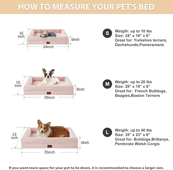 BFPETHOME Dog Beds for Small Dogs, Washable Dog Bed with Sides, Orthopedic Small Sized Soft Mats with Removable Cover & Waterproof Pet Mat for Pet