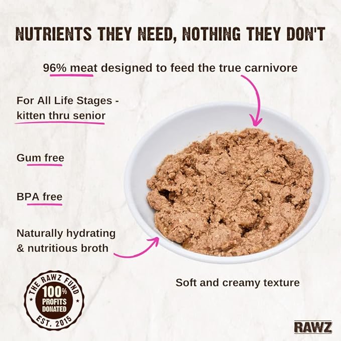 Rawz Natural Premium Pate Canned Cat Wet Food - Made with Real Meat Ingredients No BPA or Gums - 5.5oz Cans 24 Count (Chicken & Herring)