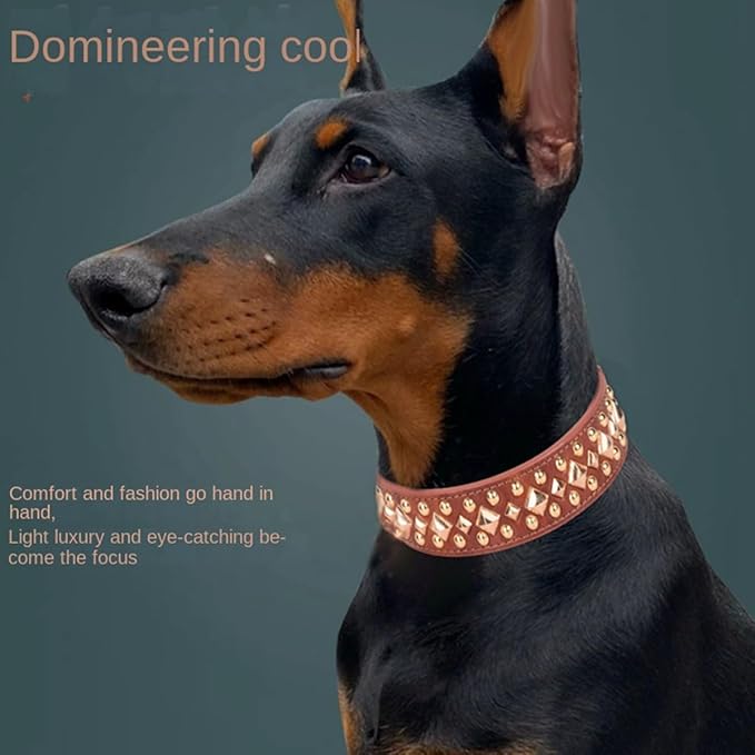 Spiked Dog Collar Soft Pu Leather Mushrooms Rivet Spike Studded Puppy Adjustable Pet Collars for Small Breeds (XS, Brown3)
