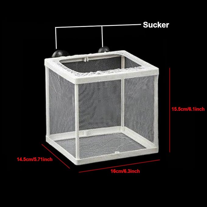 SagaSave Fish Breeder Box, Plastic Frame Hatching Box Separation Net Breeding Box with Suction Cup for Aquarium (Small Size)