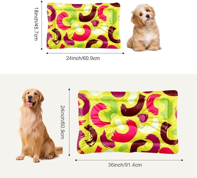 Dynamic Retro Modern Green Big Dog Bed Dog Mats for Sleeping Create Pad Crate Accessories Washable Non-Slip Crate Pad Washable Bed for Kennel Pet Mat Pillows Medium Dogs Indoor Outdoor 24X18 Inch
