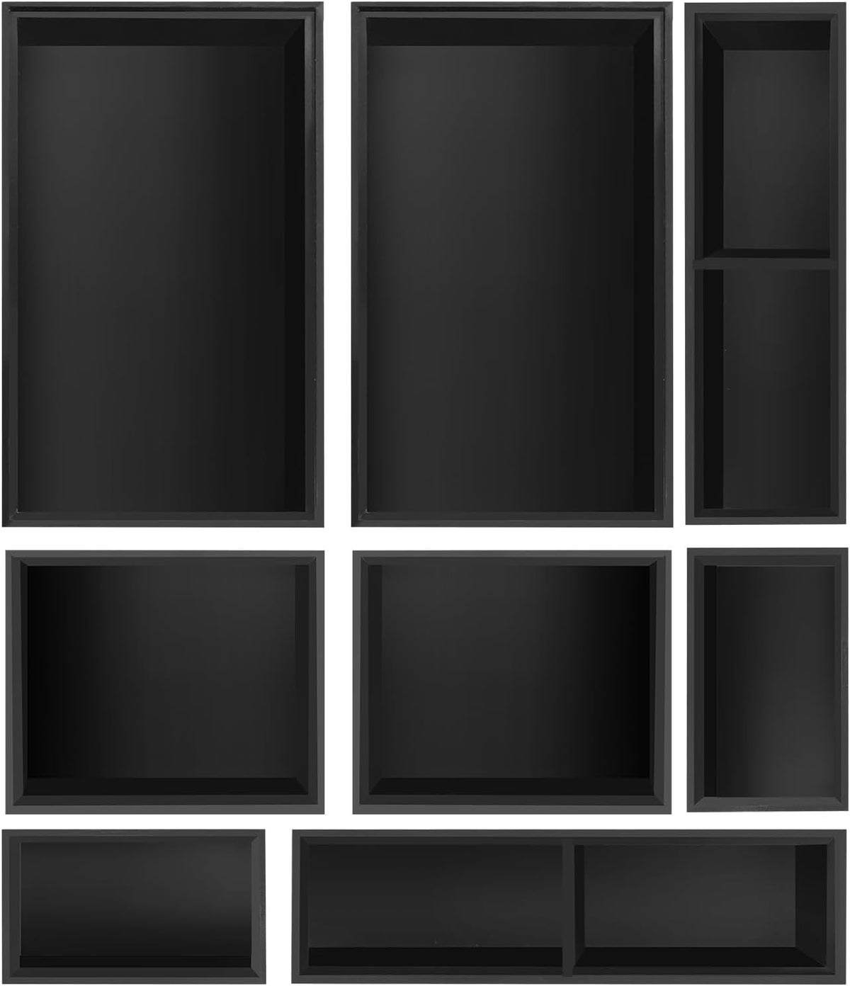 Bamboo Drawer Organizer Set, 8 PCS Black Multi-Use Drawer Storage Boxes, Junk Drawer Organizer Divider Bins for Bathroom, Kitchen, Office Desk, Makeup, Jewelry, Utensils
