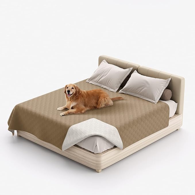Waterproof Dog Bed Covers for Couch Protection, Water-Resistant Soft Dog Pet Blanket Anti-Slip Dog Blanket for Bed, for Furniture Bed Couch Sofa (Taupe,68x82inch)