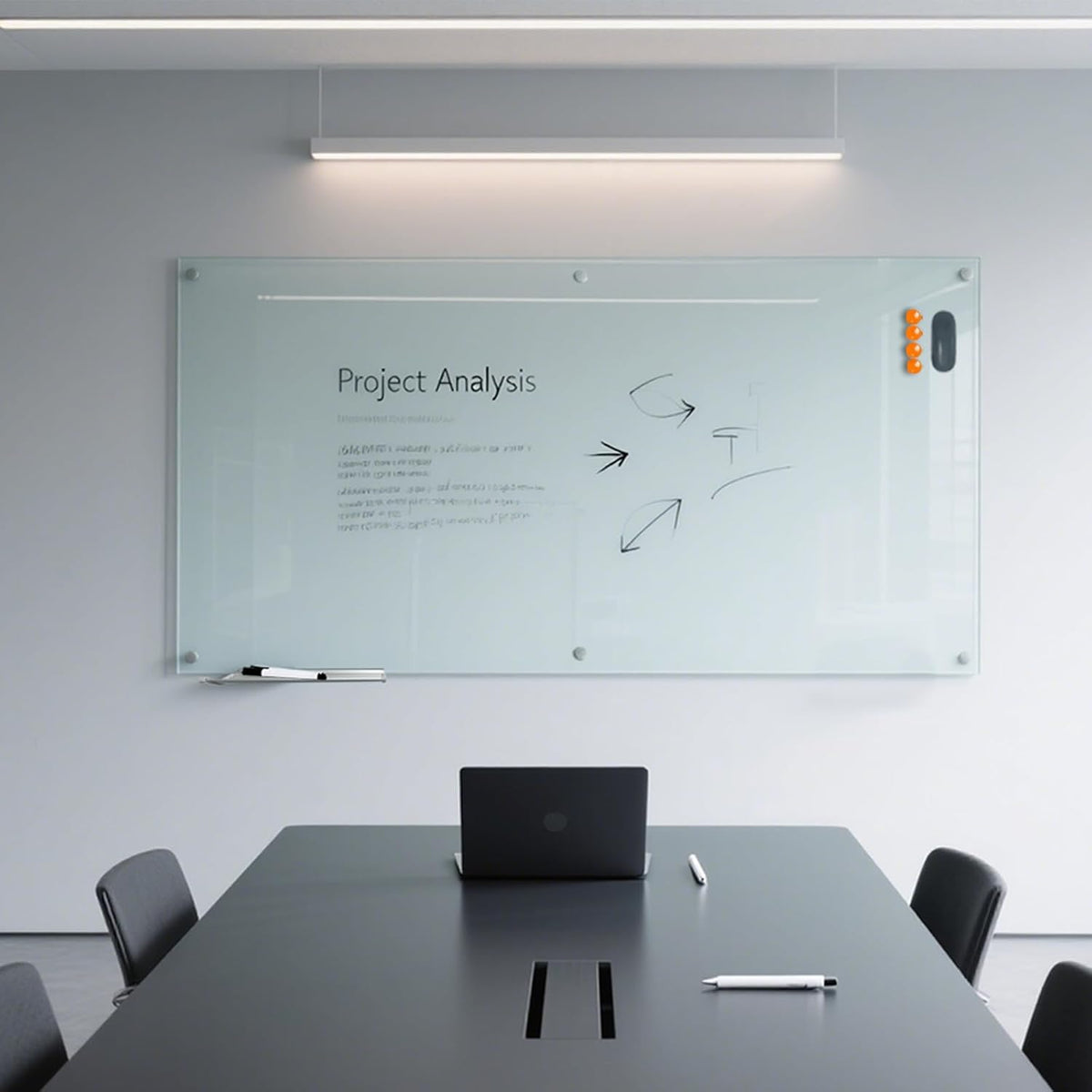 KIZZBY Glass Dry Erase Board - Magnetic Whiteboard, 72"X36" Frameless White Board Clear Glass Boards with Super Strong Magnets, Wall Mounted for Office, Classroom and Home