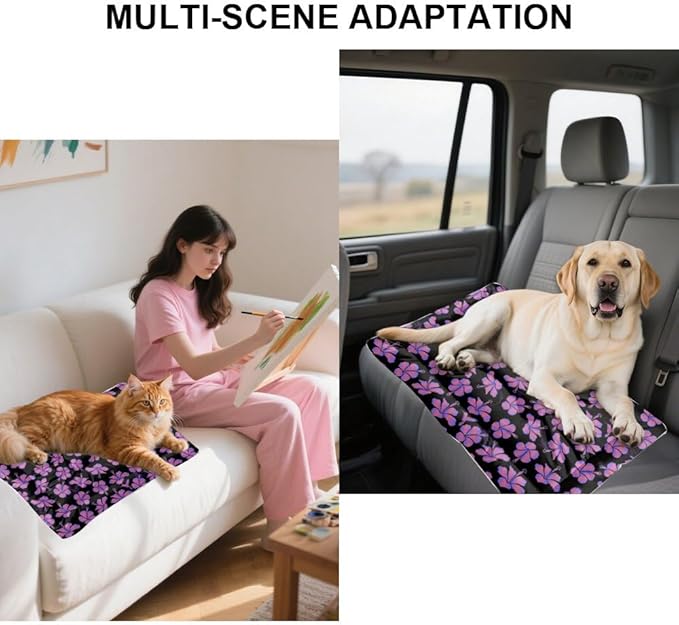 Pink Hibiscus Dog Bed Crate Pad Non Slip Bottom Dog Anti-Slip Mat Cozy Soft Outdoor Bed Supplies Printed Pet Beds for Dogs Gift Soft Pet 24× 18 Inch Indoor Outdoor