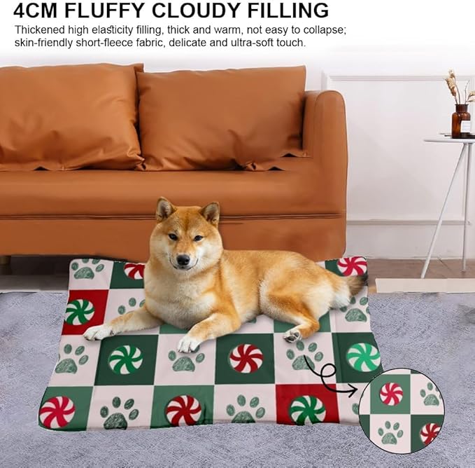 Festive Checker Design Pet Pad Waterproof Pet Bed Dog Crates Mats Cozy House Dog Bed Non- Slip Bottom Friendly Furniture Multi- Scenario Beds Gift Printed Mat 36× 24 Inch