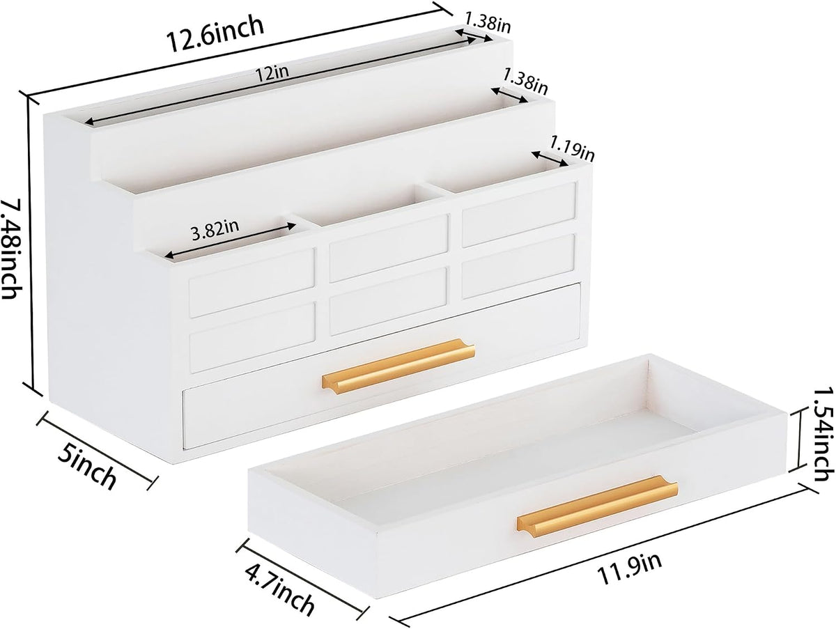 Desk Organizer with Drawer, Countertop Bill Mail Organizer and File Storage