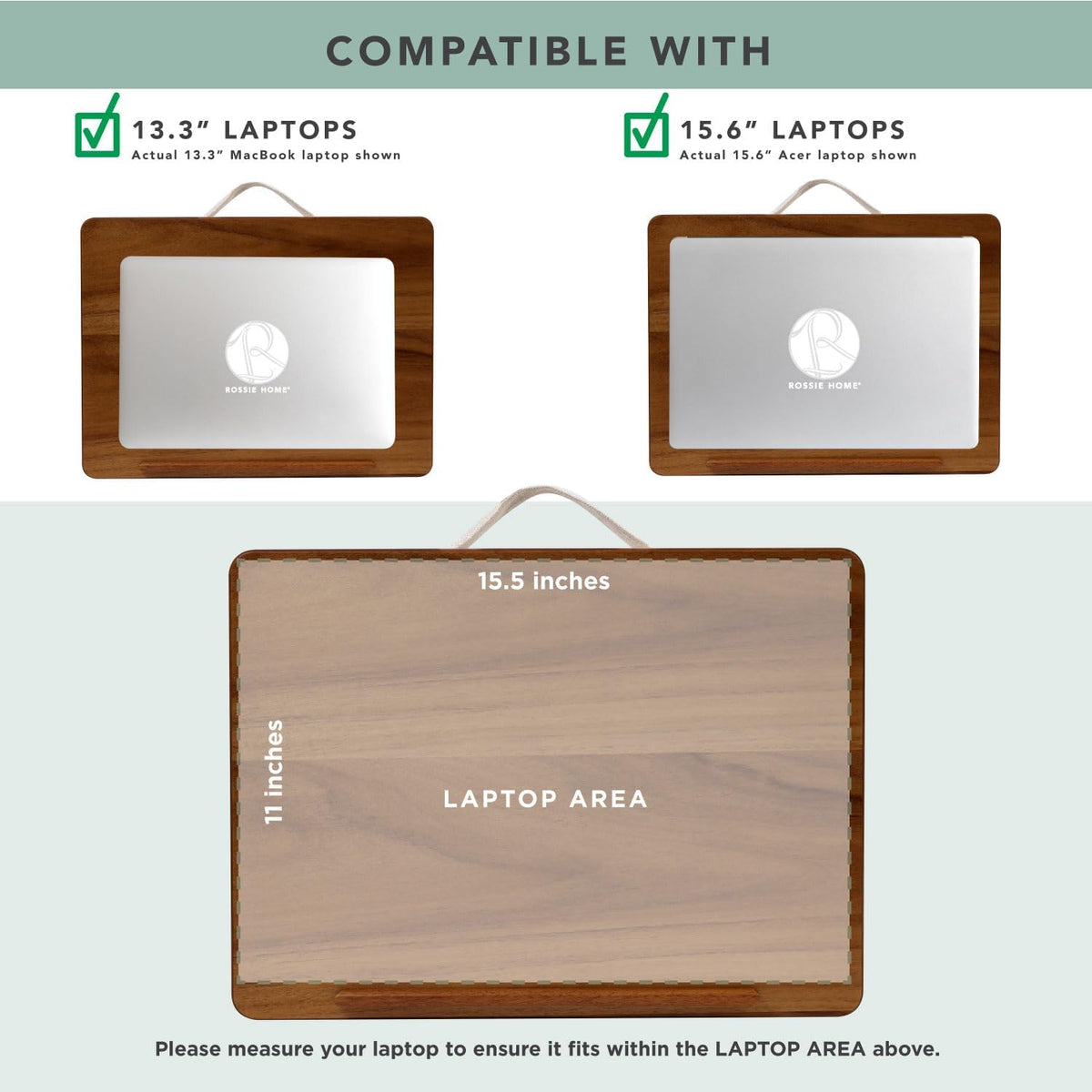 ROSSIE Home Acacia Wood Easel Lap Desk – Java, Fits 15.6” Laptops