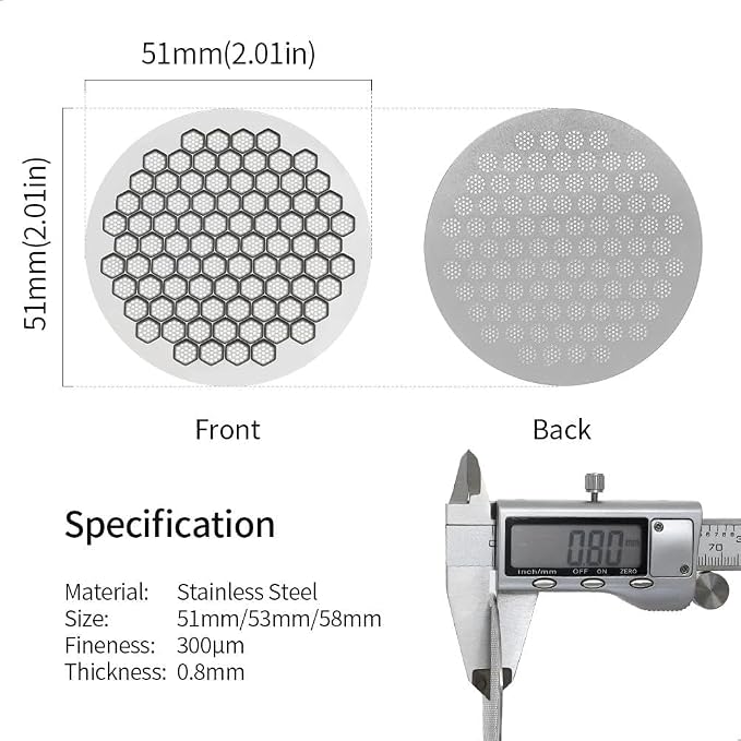 watchget 51mm Espresso Puck Screen Reusable Mesh Coffee Filter 0.8mm Thickness
