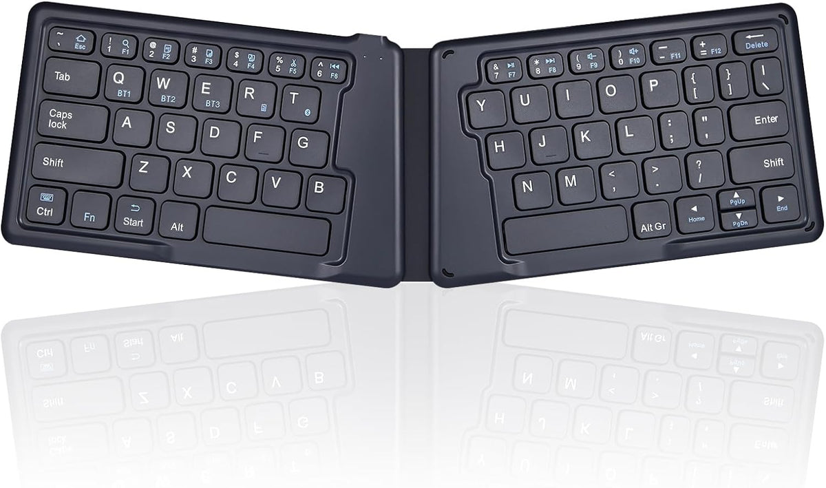 Perixx PERIBOARD-805E, Wireless Foldable Ergonomic Bluetooth Keyboard, Ultra-Thin X Type Keys, Compatible with iOS, Android, or Windows Smartphone, Tablet, or Laptops, US English
