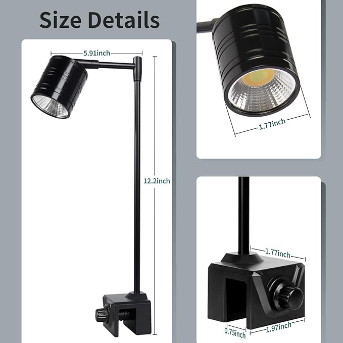 UPETTOOLS Clip On Aquarium Light, Fish Tank Spotlight with 3 Light Colors ，Adjustable Light Head, for Small Medium Planted Freshwater Tank