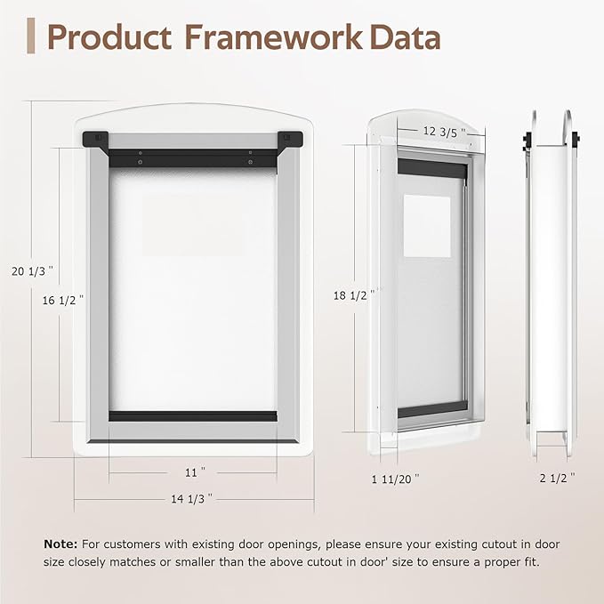 [MAVRICTECH] Large Dog Door for Door，Dog Door for Exterior Door Stainless Steel Frame, Magnetic Double Flap, Easy Install, Closing Panel, Secure, Fits Pets Up to 110lb, Weatherproof, White