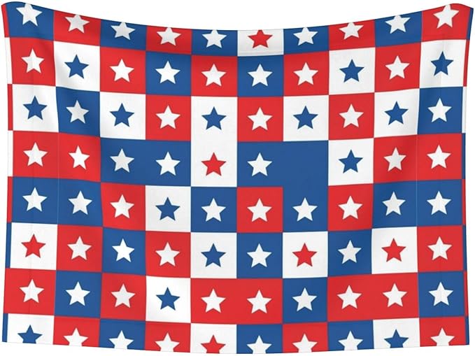 Pet Blanket for Travel and Home, American Flag Plaid Pattern, Reversible Plush Dot Design with Soft Grip Texture on One Side Perfect for Car Seats Moving Vehicles