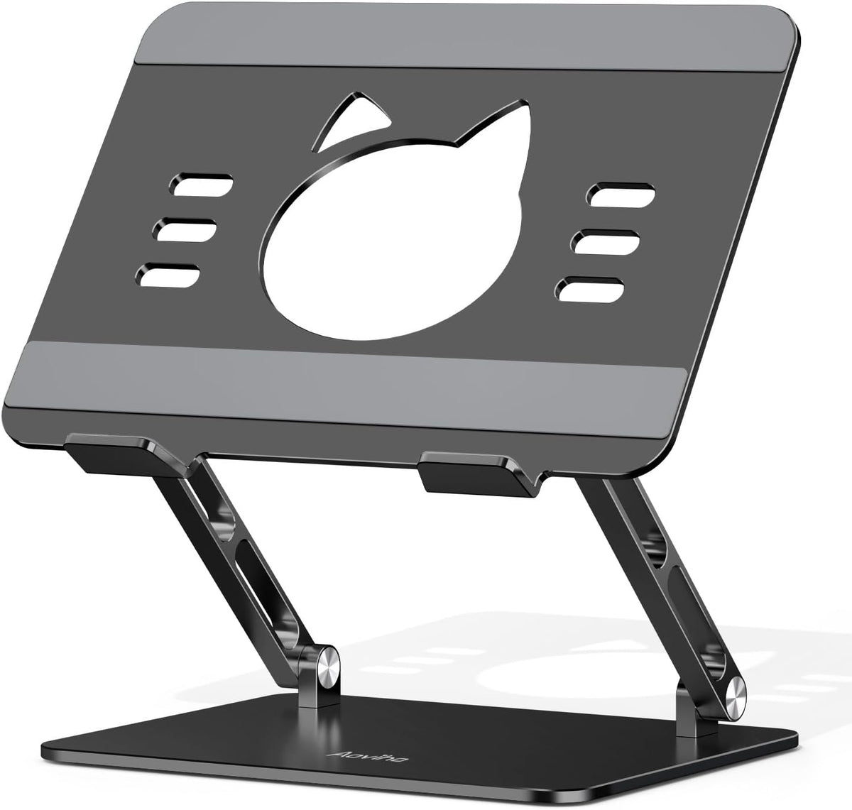 Aoviho Laptop Stand for Desk, Adjustable Foldable Aluminum Laptop Riser for 10–17.3 Inch Laptops – Sturdy Ergonomic Computer Holder, Supports Up to 22 lb, Cooling Vent, Black