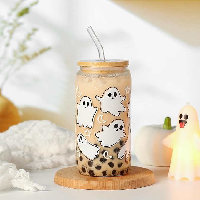 Halloween Ghost Fall Glass Cup