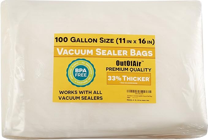 100 Vacuum Sealer Bags: Gallon Size by OutOfAir Works