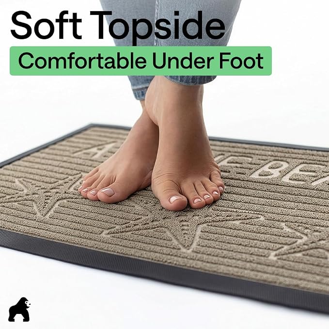 GORILLA GRIP 100% Waterproof All-Season WeatherMAX Doormat, US Designed Natural