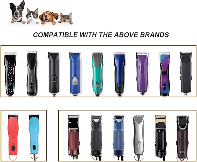 4 Pack Detachable Pet Dog Grooming Blades-Size 10W+7FW+5FW+4FW Dog Grooming Wide Blade,Cutting Length 1/16 in -3/8 in（1.5mm-9.5mm）,Compatible with Most Andis,Oster A5,Wahl km10 Clippers