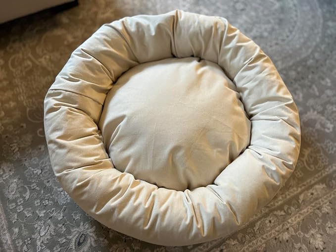 Organic Cotton Canvas Dog Bed: Removable Cover, Natural Fill - Made in USA (Natural, Medium 28" x 8" inches)