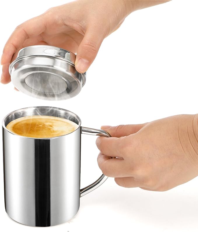 Yesland 2 Pack 13.5 oz Stainless Steel Double-Walled Metal Mugs