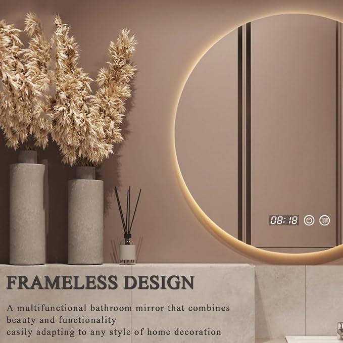 LTSRLL Frameless Illuminated LED Bathroom Wall Mirror