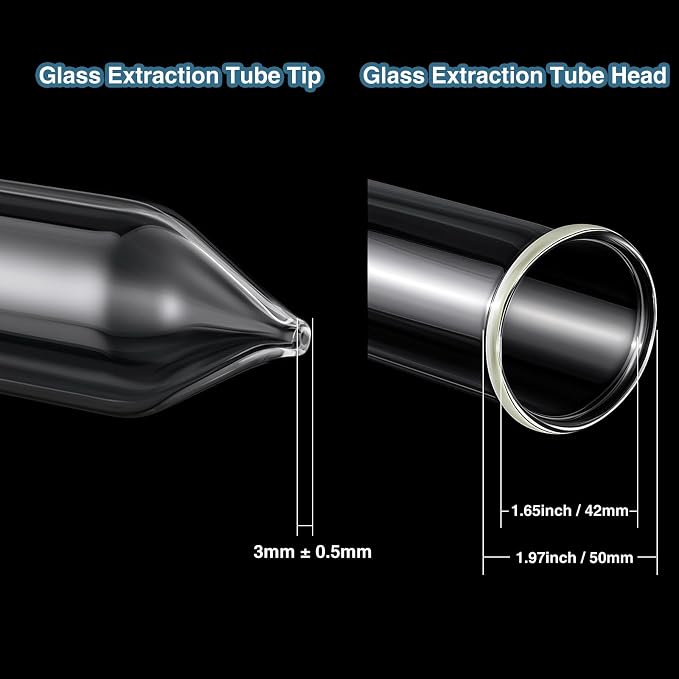Chunful Glass Extractor Extraction Filter Tube 20" Long 50mm Diameter Thick and