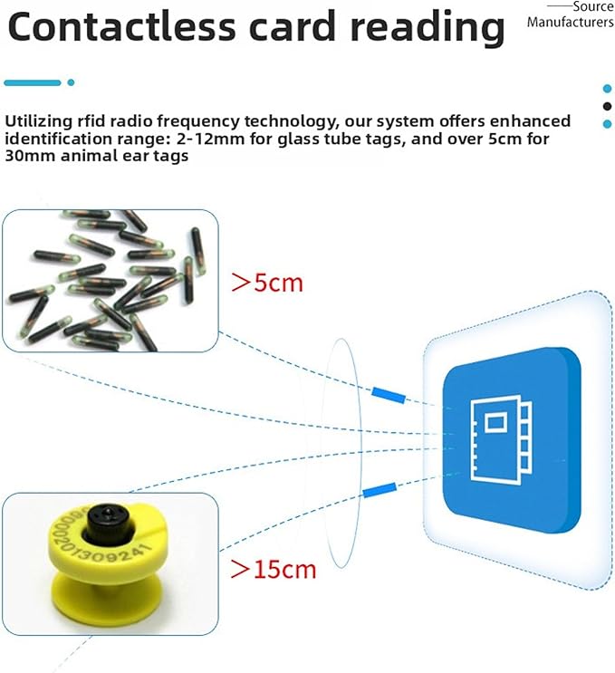 3.35ozfi Nano Microchip, OLED Pet Microchip Kit Display Unique 15 Id Number Microchip Id for Dogs Cats Horse Cow Sheep Pig Identification
