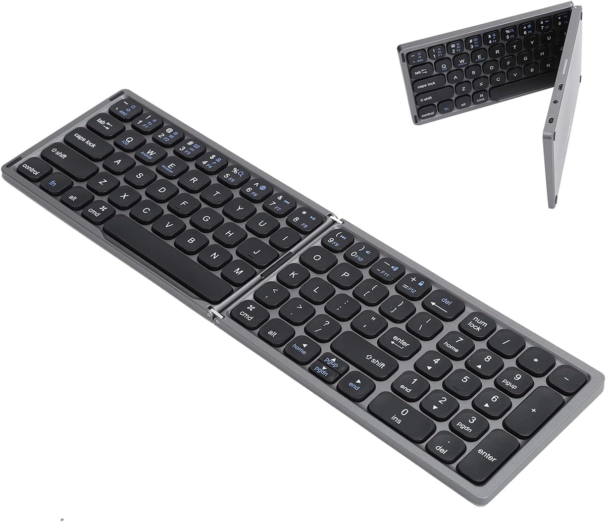 Hilitand Folding Bluetooth Keyboard, Ultra?Thin Foldable Keypad Full?Size Typewriter for iOS for Android for Laptop Tablet Smartphone()