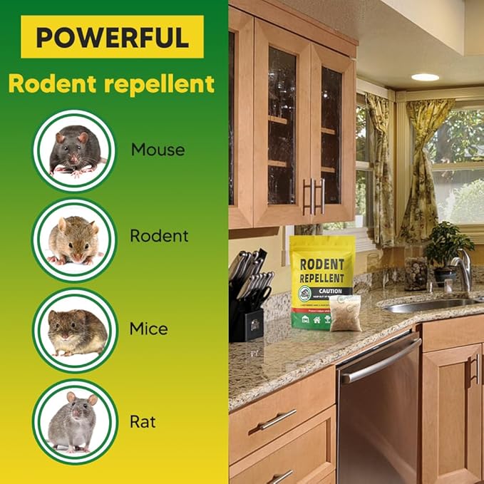 Rodent Repellent, Mice Repellent, Peppermint Rat Repellent, Keep Rodents Out of House/Cars/Rvs/Garages, Natural Mouse Repellents, Indoor & Outdoor 3 Months Protection, 12P