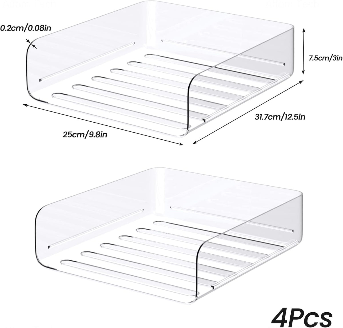 Tomorotec 4 Pack Clear Stackable Letter Tray, A4 Desk File Organizer Set