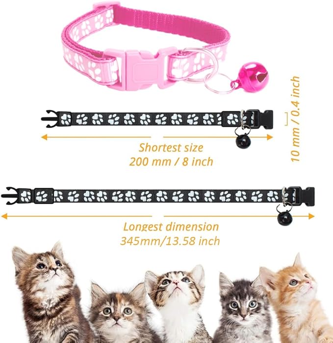 MJIYA Cat Collar with Bell, Breakaway Grid Collar with Plastic Buckle, Light Adjustable, Nylon, Kitty Collars