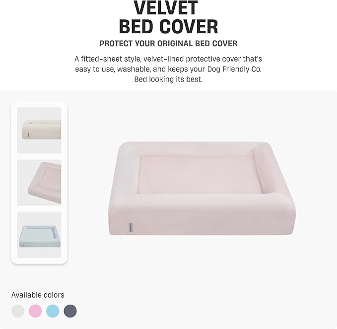 DF Co. Velvet Easy Fit Dog Bed Cover | Velvet Lining for Ultimate Comfort, Protect Original Bed, Machine Washable, Elastic Design, Allergy Management | Beige, Size L