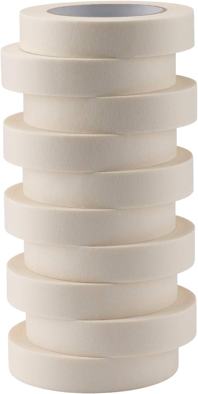 LICHAMP Desktop Tape Dispenser Holder with Large 3 inch Core for Masking Tape and 10 Pack White Masking Tape 1 inch