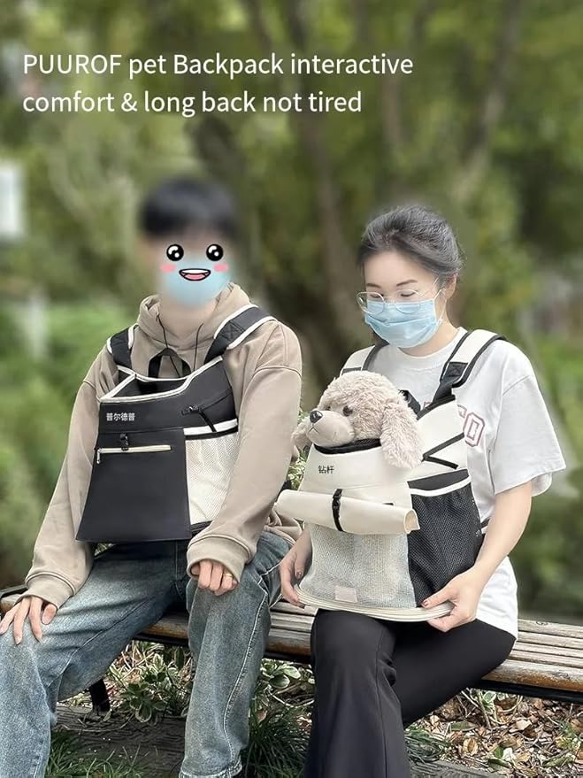 Pet Dog Carrier Backpack, cat Carrier Pouch, Small Dog Front Backpack, Breathable Mesh Dog Travel Backpack with Safety Belt, Suitable for Travel, Hiking, Cycling, and Outdoor Adventures