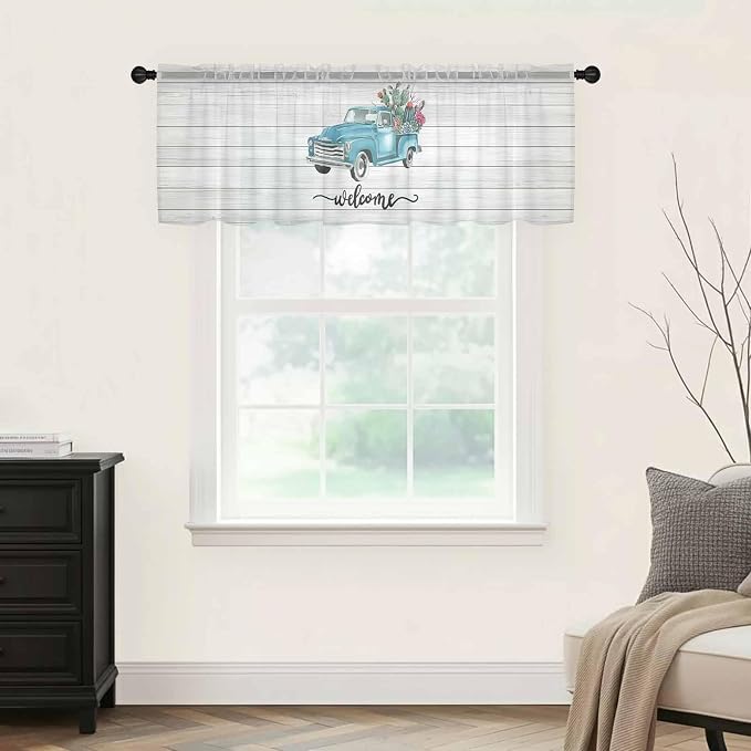Welcome Sheer Valance Curtains, Summer Car