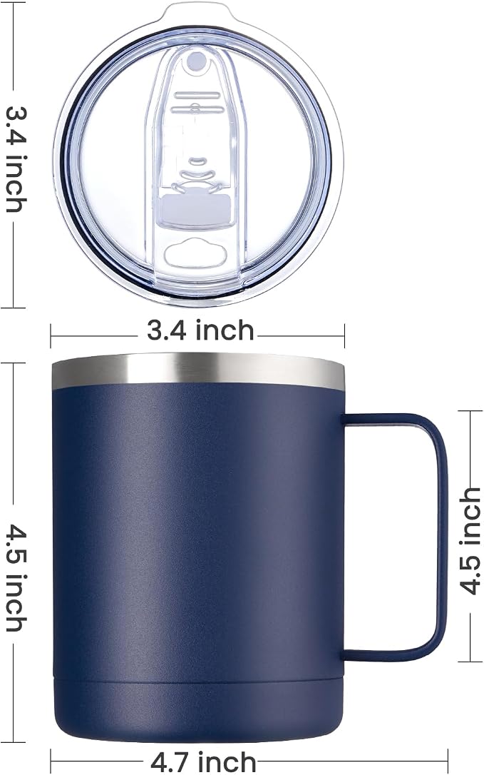 MEWAY 12oz Coffee Mug With Handle 8 Pack Bulk, Stainless Steel Insulated Travel