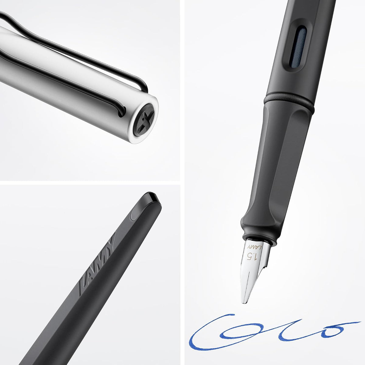 Lamy joy AL - calligraphy fountain pen with ergonomic grip & polished steel nib in line width 1.9 mm - Calligraphy Fountain Pen with ribbon nib - incl. ink cartridge T 10 blue