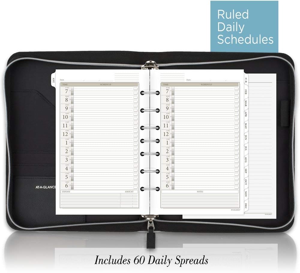 AT-A-GLANCE Textured Faux Leather Undated Starter Set, Desk Size, Black (031-0340-05)