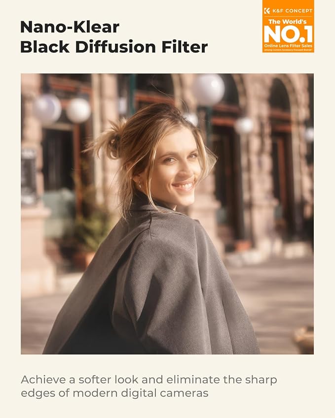 K&F CONCEPT 58mm Black Diffusion 1/2 Filter Mist Cinematic Effect Filter