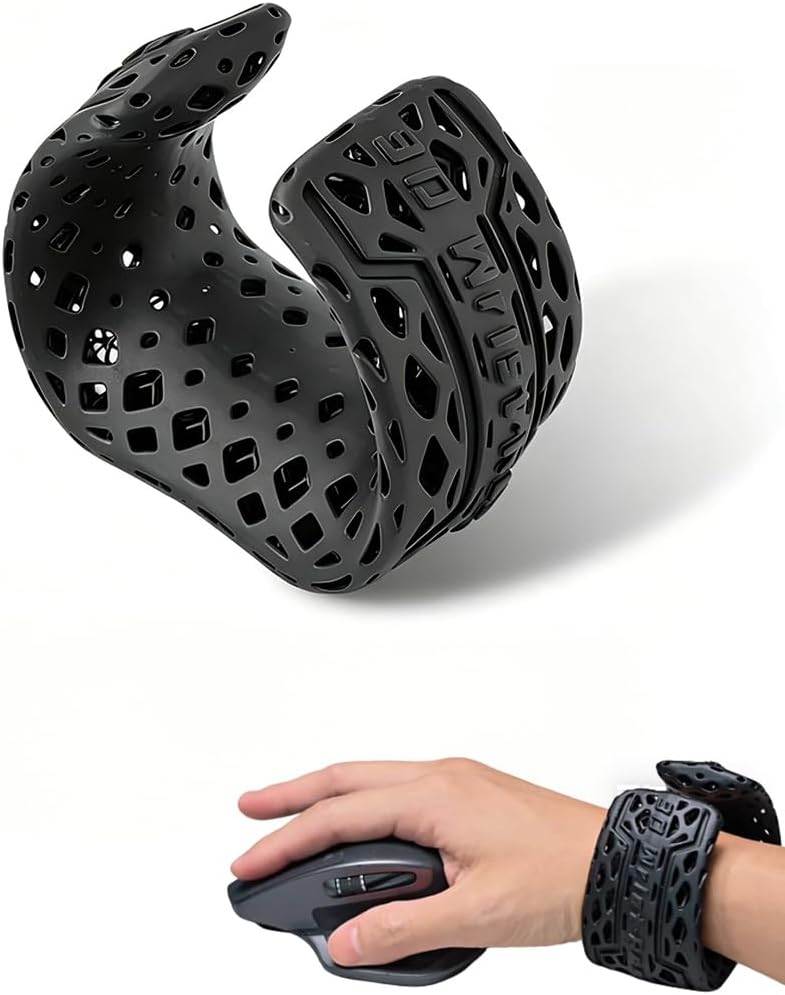 Mouse Wrist Rest Support, Wearable Wrist Cushion with Ergonomic Ring Design, 3D Printed Honeycomb Palm Rest, Breathable & Washable Resin Wrist Support for Gaming, Office, Laptop & Computer Work